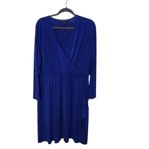 NWT INC Plus International Concepts Jewel Tone Peacock Blue Draped Dress Size 2X